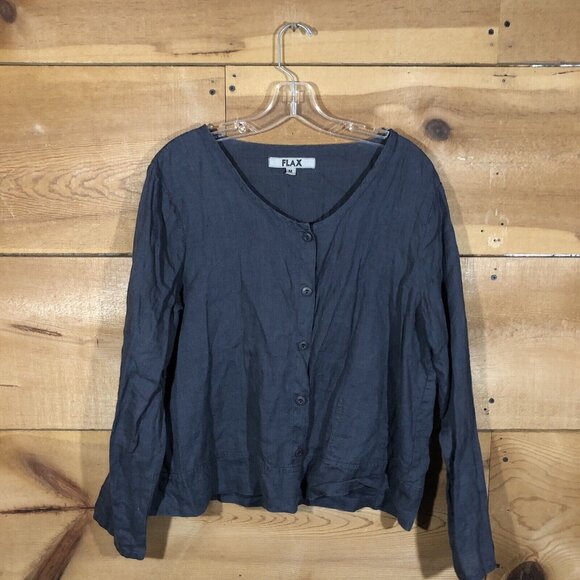 FLAX Lot Of 2 Button Up 100% Linen Casual Shirt Womens Size Medium Comfort - Picture 2 of 11